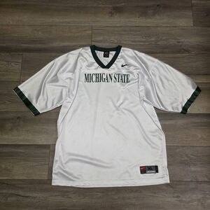 Nike Michigan State Spartans 90s Vtg White Blank Football Jersey